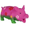 Cochon avec fleurs, avec son original, latex 20 cm