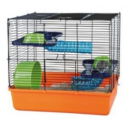 Cage avec equipement de base pour hamsters 40 x 38 x 30 cm, orange/bleu/vert